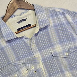 Tommy Bahama Paniolo Plaid Button Down Shirt Sanibel Blue Men’s 2XL XXL Cotton